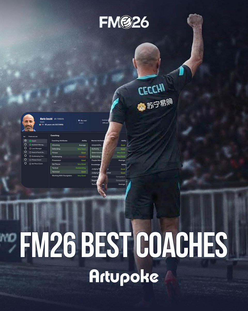 FM26 BEST COACHES 🔥
Biar wonderkid kamu naik level auto pilot tiap minggu.

Drop favoritmu di reply 👇