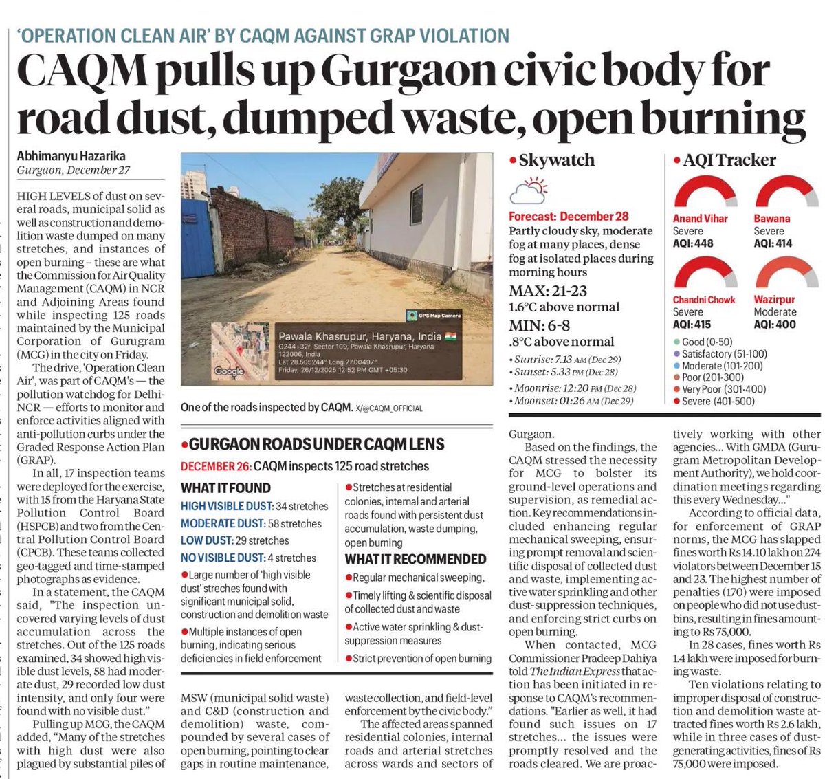 Raahgiri_Fdn's tweet image. Most of the stretches that were examined in #Gurugram had piles of road dust, Municipal Solid Waste, #Construction and Demolition (C&amp;amp;D) waste; and numerous #openburning sites.

Considering the situation and the rising #AQI, it clearly calls for an immediate action on the ground