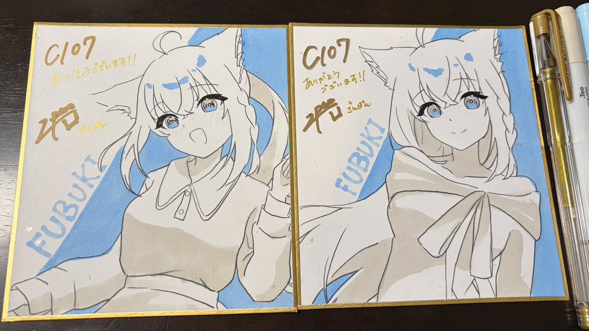 さくぱんださま 専用ページ 💠色紙💠 新作フブキ2枚+夏コミで出したみこちの1枚を頒布予定です