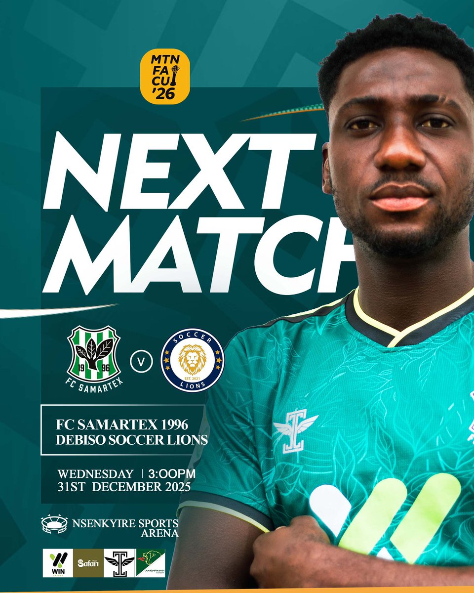 FcSamartex1996's tweet photo. NEXT UP 
🏆 MTN FA Cup | Round of 32
We’re back at home as we face Debiso Soccer Lions this Wednesday at 3:00 PM.
Let’s do this together, Timber Giants!

#TimberGiants #fcsamartex1996 #MTNFACup https://t.co/q8StGxFvOV