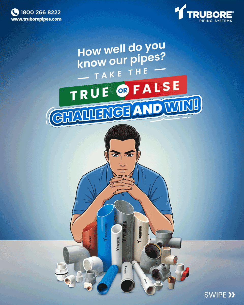 TruborePipes's tweet photo. #ContestAlert ! Visit our website &amp; guess the Tru Answer.
Check out our website and test your product knowledge.

Check the Caption to Participate &amp; Win ₹500
Visit: https://t.co/yiEL63GOFZ

#TruborePipingSystems #WaterPipes #Contest #Contest2025 #ParticipateAndWin #AmazonVoucher https://t.co/QA7XMjUU4p