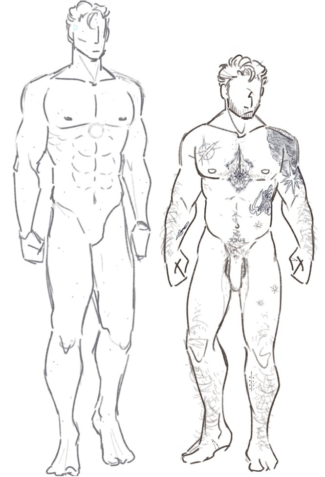 matt69bmo's tweet image. this is someone else's art, and I know it's wrong to do so, but I used it as a reference for my Gavin and his tattoos/scars/body hair
sorry🙏😣🥺
