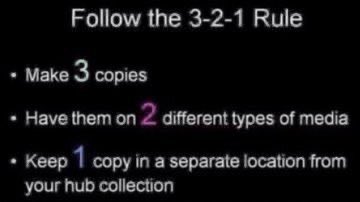 Last reminder of 2025
Time to backup your research, notes and photos! #genealogy #familyhistory 
REM 321Rule: 3 copies, (at least) 2 different media, 1 offsite
SLR🍀🐰

Media examples:
flash drive, in the cloud, hard drive, 2d hard drive, floppy disc