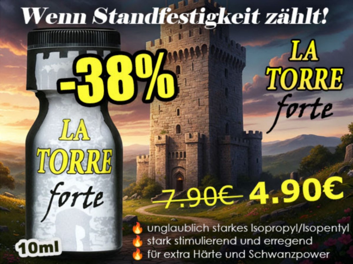 La Torre Forte ist ein brandneues Poppers mit einer unglaublich starken Formel, die dich stimuliert und geil macht, für extra heiße Sessions im Bett!

🏰 Poppers-Shop.de 🏰

#poppersshop #latorre #sale #wintertime #poppers