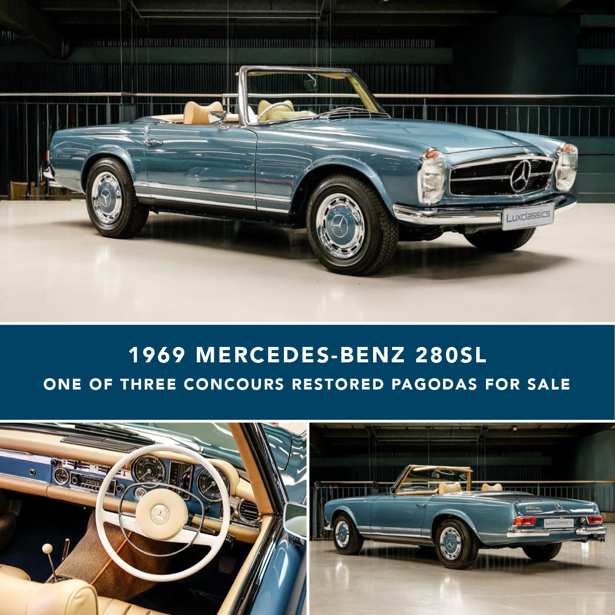 New stock at Lux Classics: Right hand drive 1969 Mercedes-Benz 280SL. Medium Blue metallic with Parchment leather.

One of three concours restored W113 pagodas for sale at Lux Classics.

See it on our website here:
luxclassics.com/vehicle-detail…