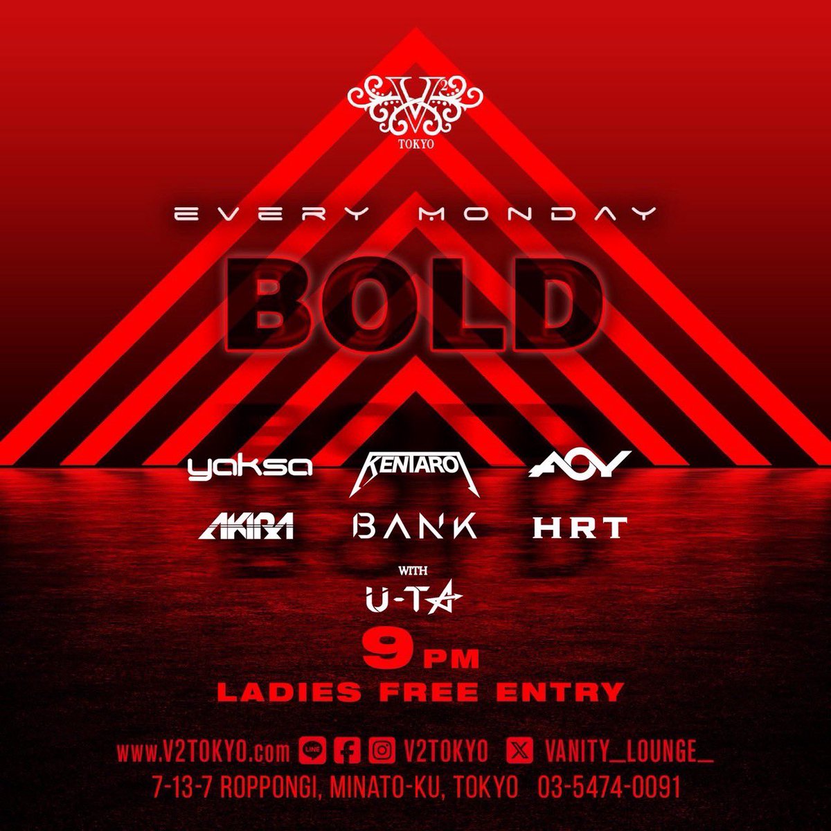 今日は六本木 V2TOKYO🎧
年内ラストBOLD

遊びきてね🔥🔥🔥