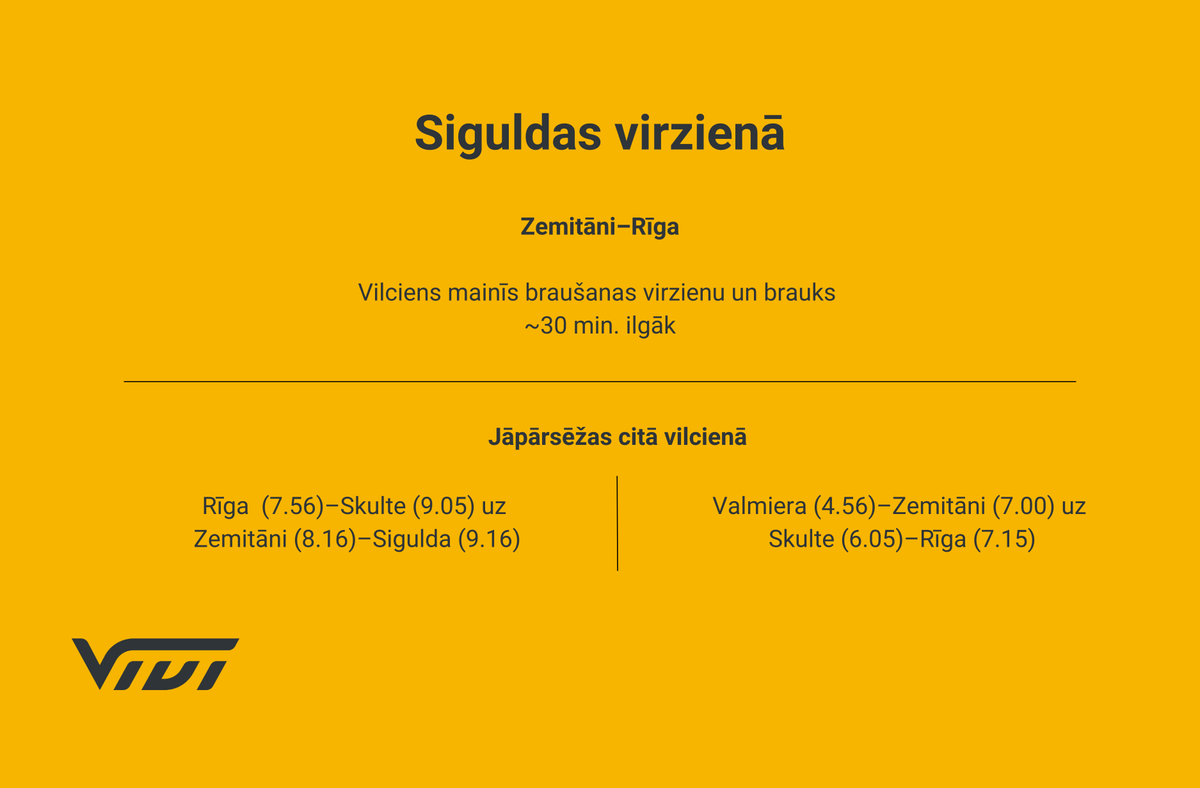 ViviVilciens's tweet photo. 🚧 No 6. janvāra būtiskas izmaiņas vilcienu kustības grafikā Skultes un Siguldas virzienā, jo Zemitānu stacijā atsāksies @VAS_LDz remontdarbi, kas būtiski ierobežos sliežu pieejamību.

ℹ️ Uzzini vairāk: https://t.co/O51Pvq8RvH
📞 8760 (24/7) https://t.co/FCkqkU2Pit