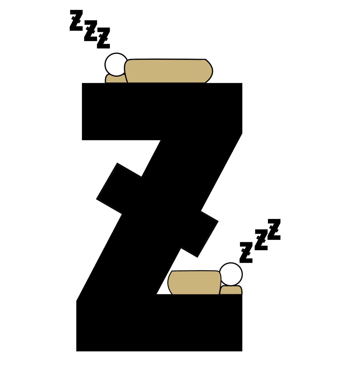 Yohei_phmowran's tweet photo. 【026】今回で最後のZ。いびきが浮かんだので、寝ている様子をタイポグラフィにしてみました！アルファベットを無事全てタイポグラフィにできました。引き続き1日ポストを頑張ります！#高橋帝国 #Illustrator #タイポグラフィ https://t.co/BdxWmOZE7f