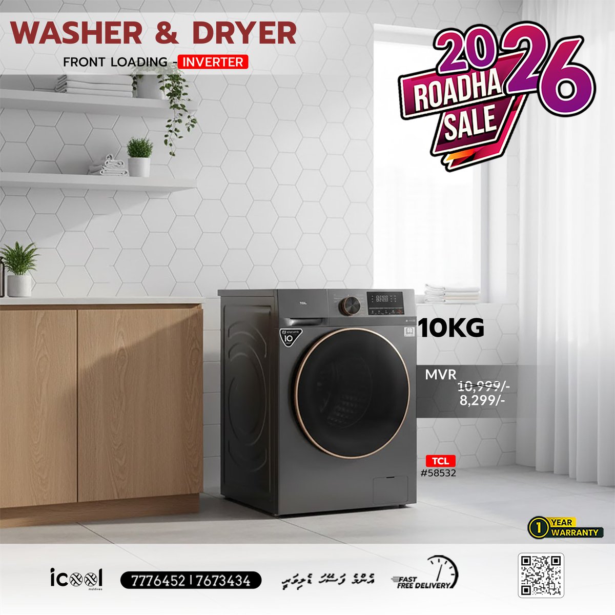 IcoolMaldives's tweet image. Powerful cleaning, gentle care, and smart inverter efficiency—this front-loading washer &amp;amp; dryer makes laundry effortless.
#WasherDryer #InverterTechnology #SmartLaundry #HomeAppliances