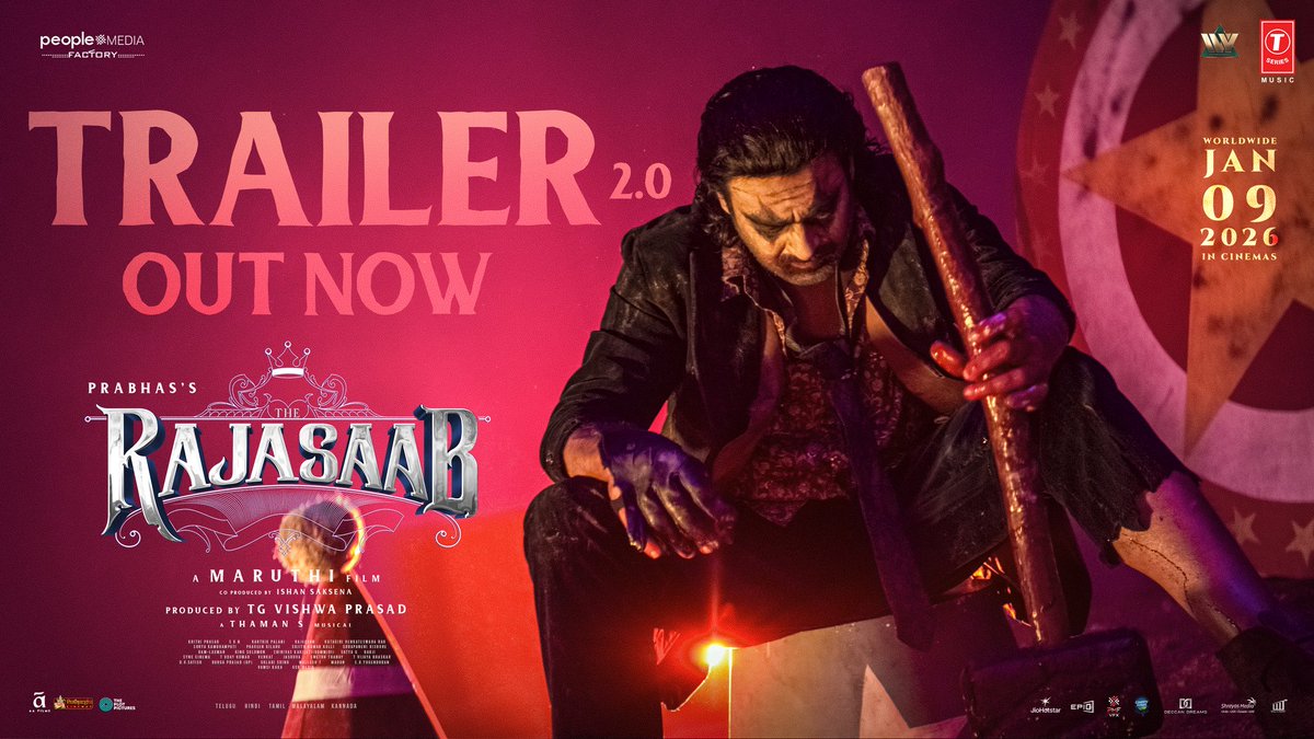 DirectorMaruthi's tweet image. #TheRajaSaabTrailer 2.0 is out now.
▶️ youtube.com/watch?v=E08GZ3…

Mark the date - JAN 9th, 2026. 

Sankranthi’s Biggest Box Office Celebration is coming 💥💥

#TheRajaSaab 
#Prabhas @DuttSanjay  @AgerwalNidhhi @MalavikaM_ #RiddhiKumar @Bomanirani @vishwaprasadtg @peoplemediafcy…