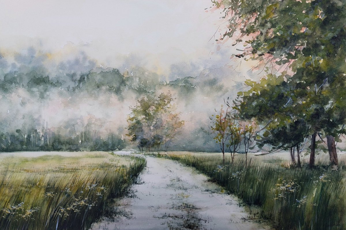 kocsi_erika's tweet image. On a foggy #morning.
My watercolor works.
56x38 cm #watercolor work with #framed.
#art #nature #originalart #available #unique