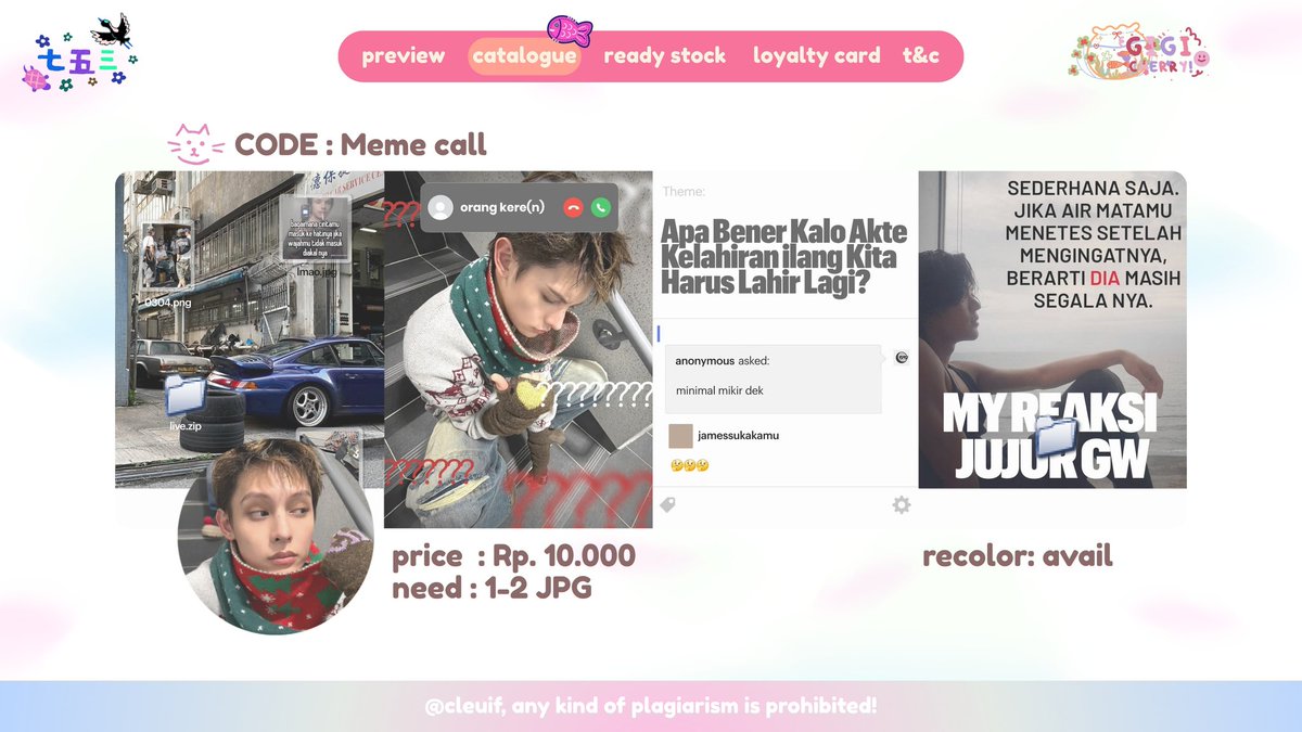 cleuif's tweet image. [help rt]

haii 👋🏻👋🏻 gigi ada 2 katalog layout baru, yang bisa kalian pesan dengan harga diskon 💳 50% sampai tanggal 3 januari 🥳🥳