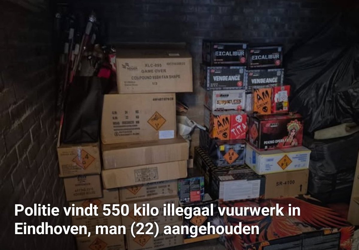 Politie vindt 550 kilo illegaal vuurwerk in Eindhoven