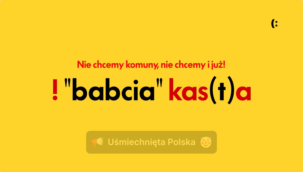 ❗️ "babcia" kas(t)a

"Oszukana na żurka"

📢  Uśmiechnięta Polska  🤡
#IdziemyPOwasOszuści #PociągPrawych #Solidarność