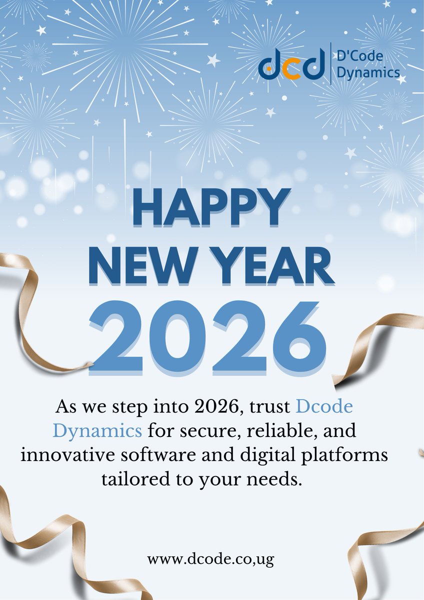 dcodeug's tweet image. Sail into 2026 with @dcodeug. We are here for you cut-edging software and digital platforms. Dcode Dynamics is here to keep your solutions secure, efficient, and future-ready. 

Wishing you a year of growth and success.