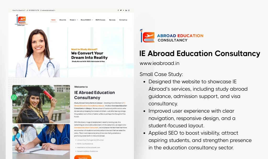 Abroad Education Consultancy Website Designer in Udaipur. We create professional, high-converting consultancy websites for growth. Call +91 96028 41237 today!
udaipurwebdesigner.com/portfolio-item…
#UdaipurWebDesigner #AbroadEducation #ConsultancyWebsite #WebsiteDesignerUdaipur #WebDesignIndia