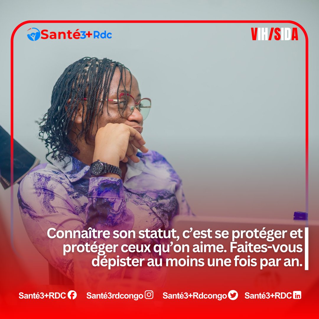 Sante3rdc's tweet photo. Chers tous souvenons-nous que le VIH/SIDA existe toujours.Protégeons-nous, adoptons des comportements responsables et faisons des choix qui préservent la vie. La fête passe, la santé reste.

#PréventionVIH #ZéroNouvelleInfection #SantéAvantTout #FêtesResponsables #ProtégeonsLaVie https://t.co/5rqh869aFV
