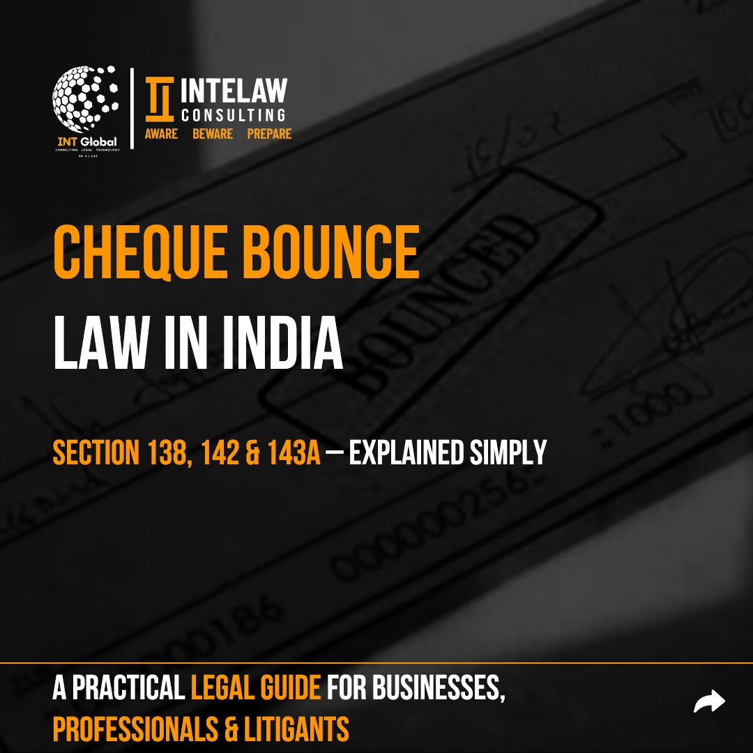 intgroupglobal's tweet photo. Understanding Cheque Bounce Law in India has never been easier! 📜
From Section 138 offences to Section 143A interim relief, this guide breaks it down for businesses, professionals & litigants. ✅ Stay informed, stay protected!
#ChequeBounce #NIAct #Section138 #Section142 #Section143A #LegalGuide #BusinessLaw #CorporateLaw #FinanceLaw #LegalAwareness #IndianLaw #Litigation #LegalTips #BusinessProtection