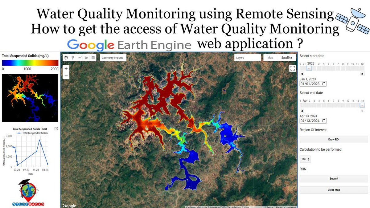 GISRSStudyHacks's tweet photo. Tutorial link: https://t.co/jL4y4f6cNv
Registration link: https://t.co/NsvASJbXgS
#WaterQuality #RemoteSensing #GoogleEarthEngine #GIS #EnvironmentalMonitoring #AlgalBloom #SatelliteData #TimeSeriesAnalysis #studyhacks https://t.co/x0bTwROfpT