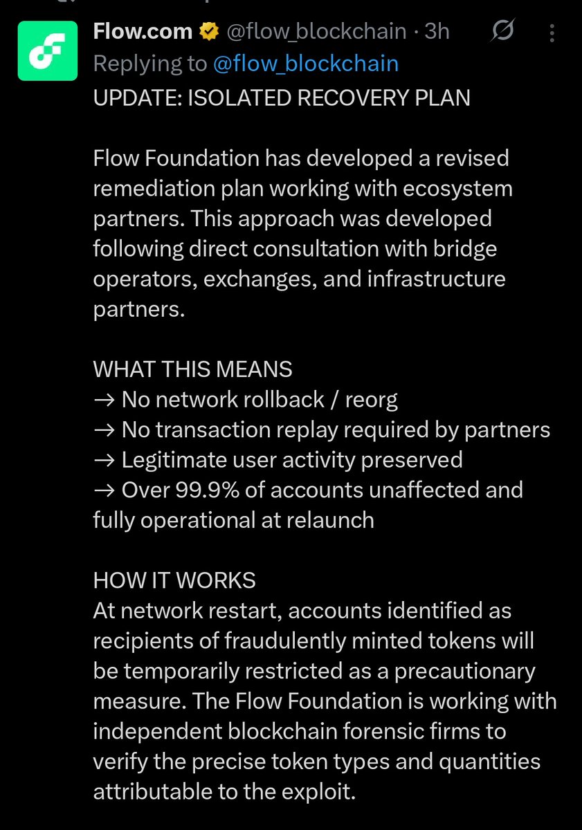 Gharcrypto's tweet photo. 🚨 BREAKING
Flow Network exploit detected: fake tokens were minted & distributed. Network halted to isolate and burn fraudulent assets. Legit users safe.
#Flow #CryptoNews #Blockchain #CryptoSafety #NetworkUpdate https://t.co/pli70WzXN3