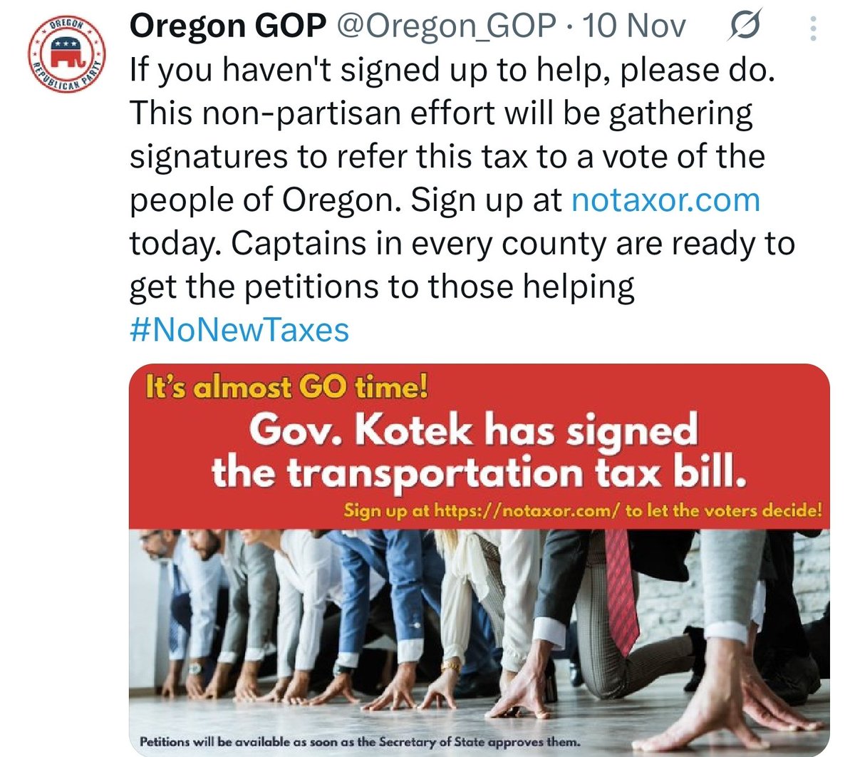 Michaela_1776's tweet photo. @Oregon_GOP @DeborahGall True, but support isn't provided fairly. The ORP unabashedly supported #NoTaxOR without an official vote to endorse. Yet, still provided resources.  

I'm glad the ORP endorsed that petition. It's in alignment with Republican values. But withholding support is very "top down". https://t.co/2cCoY07ZRo