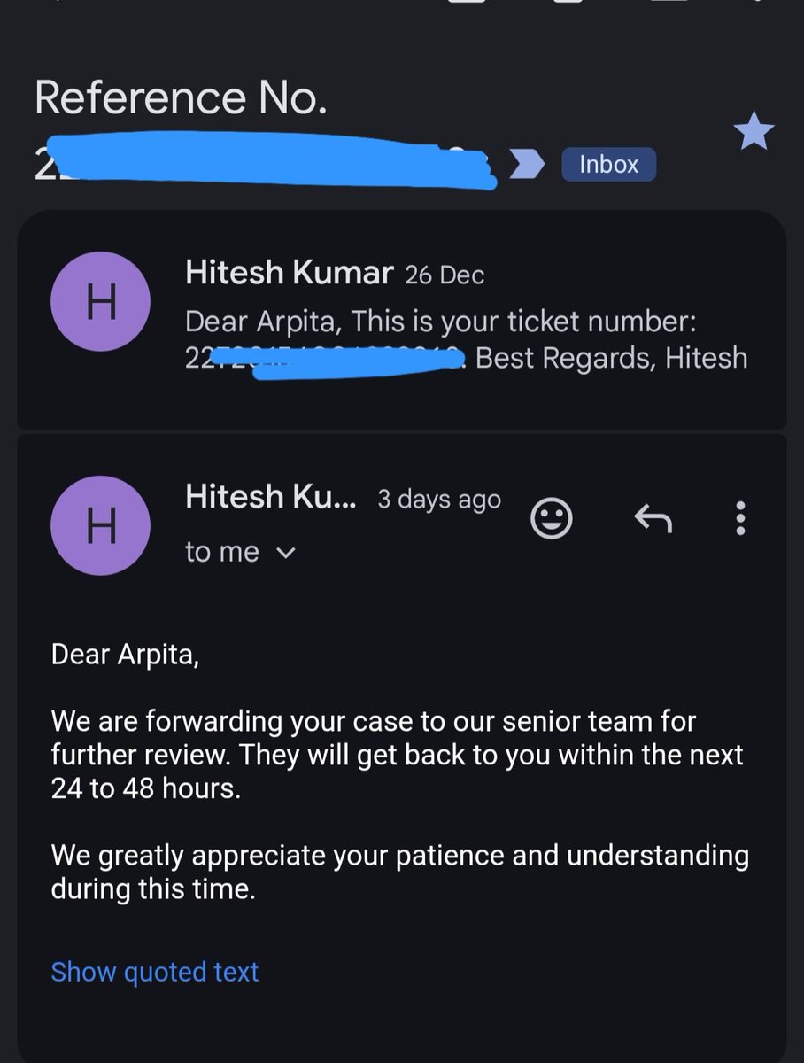 appykool's tweet photo. @makemytripcare First complaint made on 23rd Dec (multiple calls), 24th Dec again followup call, again 26th Dec with escalation, again 28th Dec on X. Still no response just fake assurances. Extremely disappointing. Their 24-48 hours are doing on since 23rd Dec. 
Not even a single call from MMT https://t.co/E79ISAW52l