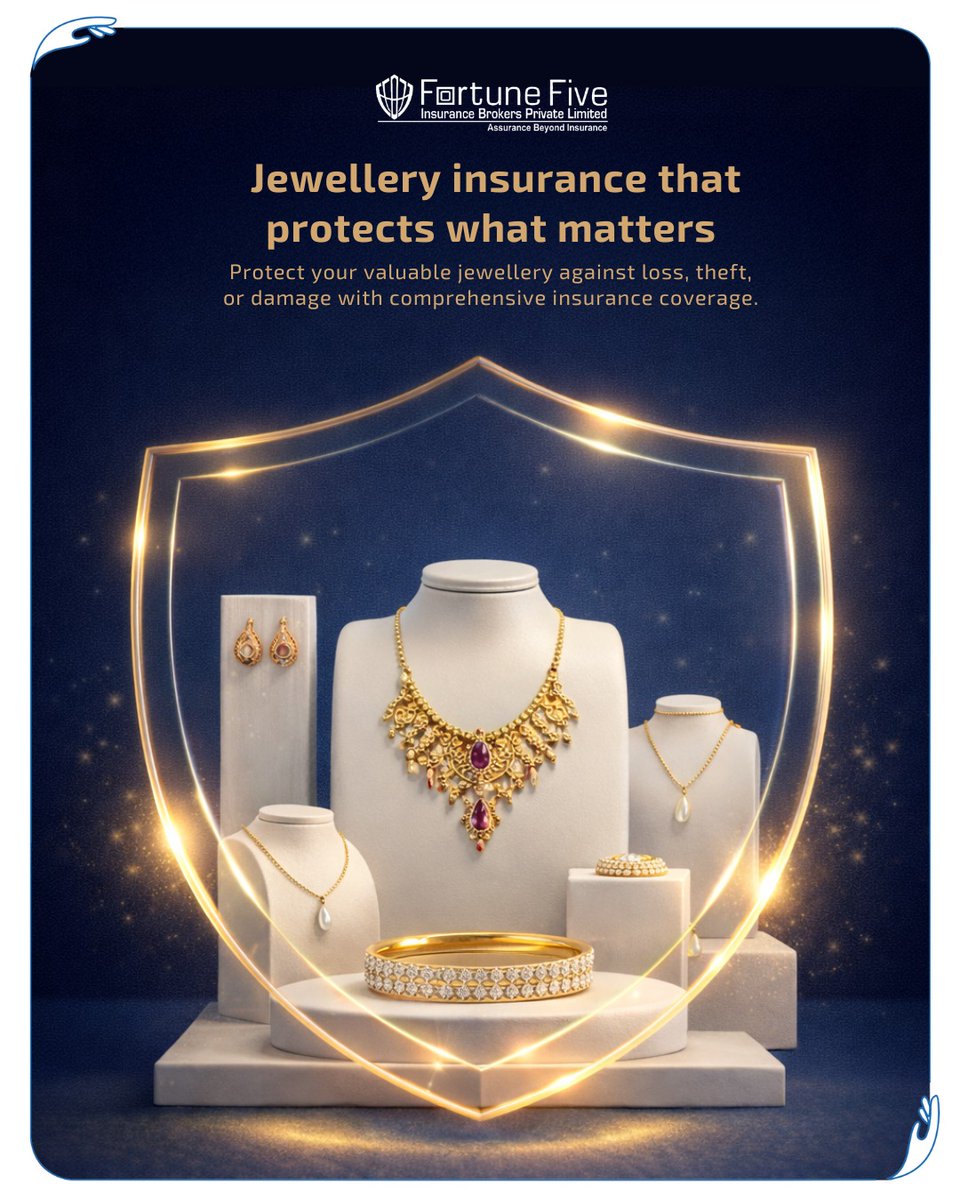 FortuneFiveIBPL's tweet photo. True protection goes beyond safekeeping. Jewellery insurance supports long-term financial confidence by helping manage risks linked to valuable possessions.

#JewelleryInsurance #ConfidenceInCover #WealthProtection #InsuranceSimplified #FutureSecure https://t.co/B5mqEqFNMb