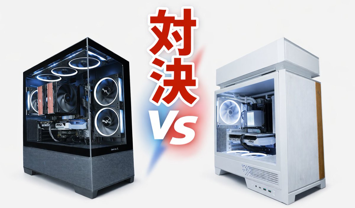 DeepCool_JAPAN's tweet photo. ＼対決🔥／
空冷式PC 🆚 水冷式PC
みなさんはどっち派？🤔

左：現在開催中【第1弾】プレゼントPC
空冷クーラー「AK620 G2」搭載ゲーミングPC

右：明日スタート予定【第2弾】プレゼントPC
水冷クーラーを標準搭載した最新ケース「CL6600」採用ゲーミングPC

第1弾はまもなく締切、
そして明日はいよいよ第2弾スタート🎁
ぜひお楽しみに！
#DeepCool #自作PC #ゲーミングpc #プレゼントキャンペーン