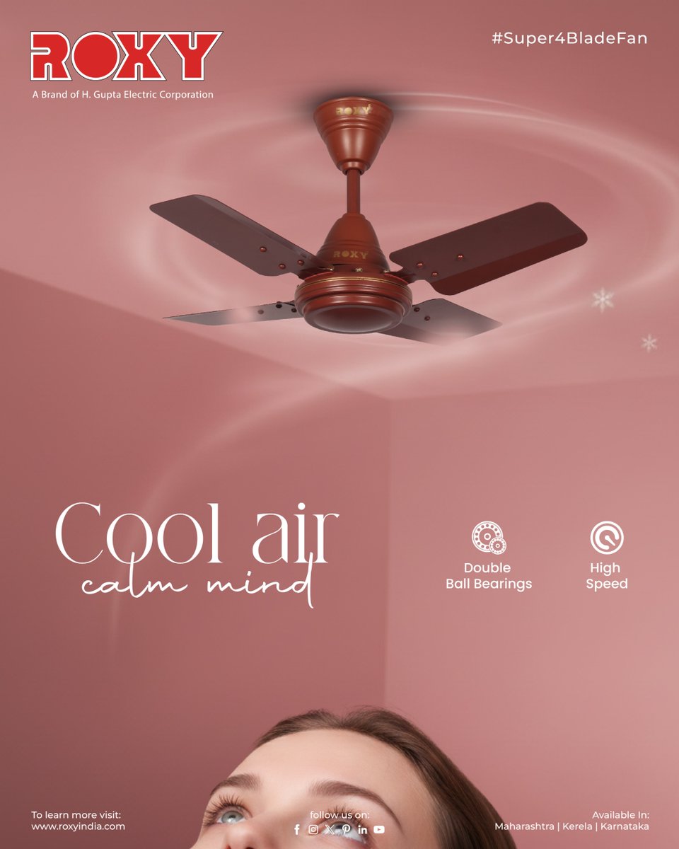 RoxyAppliances's tweet photo. Where powerful airflow meets peaceful living.
ROXY fans, designed for everyday serenity.
.
.
For more visit:- https://t.co/uYeGWpZmPO
.
.#ROXYFans #EverydaySerenity #PeacefulLiving #HomeComfort #CoolLiving
#ModernHomes #AirflowDesign #SilentPower #ComfortRedefined https://t.co/fZzAhQQkXy