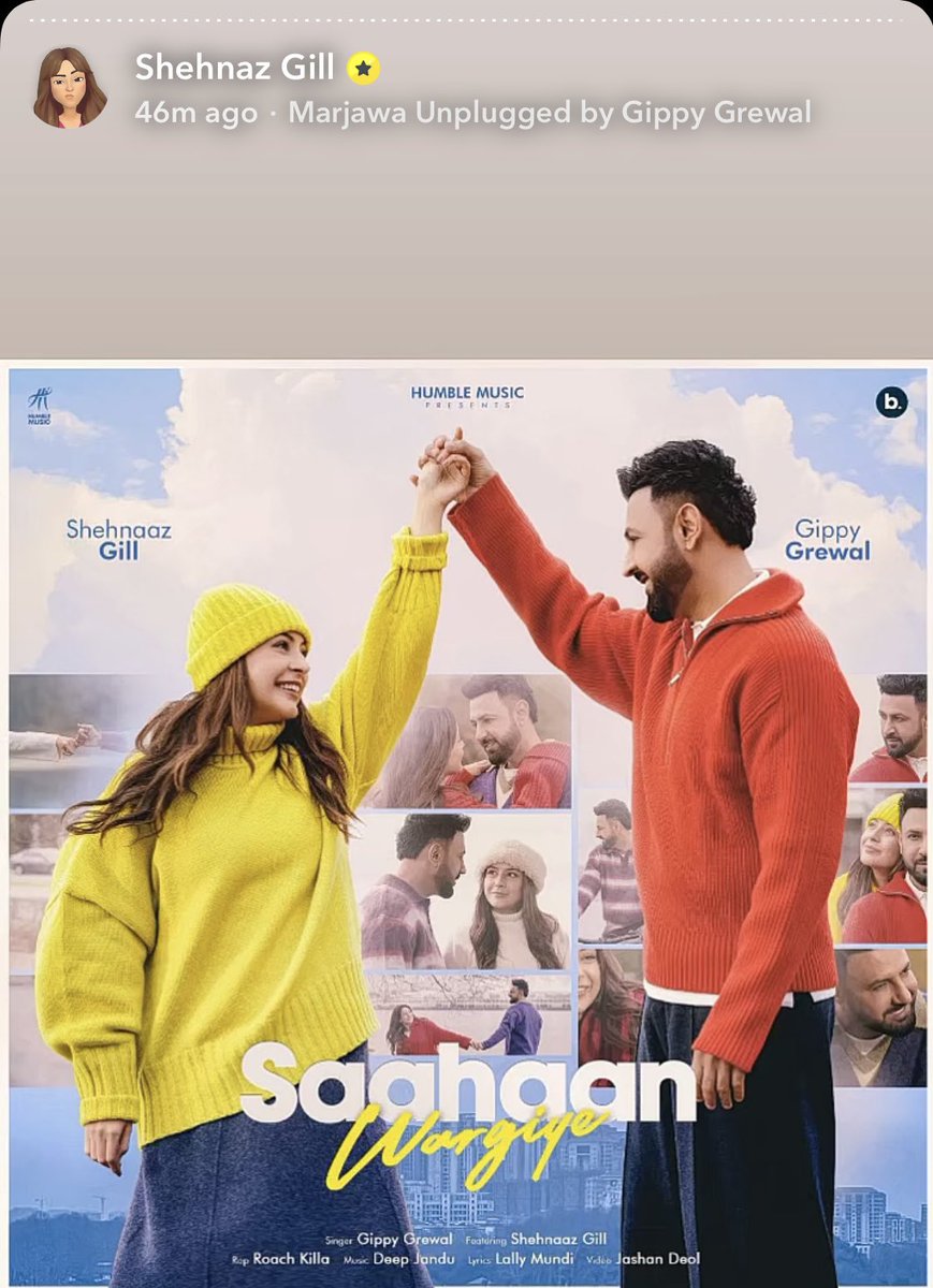 Hello guys!! 

Get ready for our superstar <a href="/ishehnaaz_gill/">Shehnaaz Gill</a> and Punjabi legend <a href="/GippyGrewal/">Gippy Grewal</a> for their upcoming song #SaahaanWargiye 
releasing on 2nd Jan 2026.

Guys get ready for trends, hyping and so much more! 
#ShehnaazGill