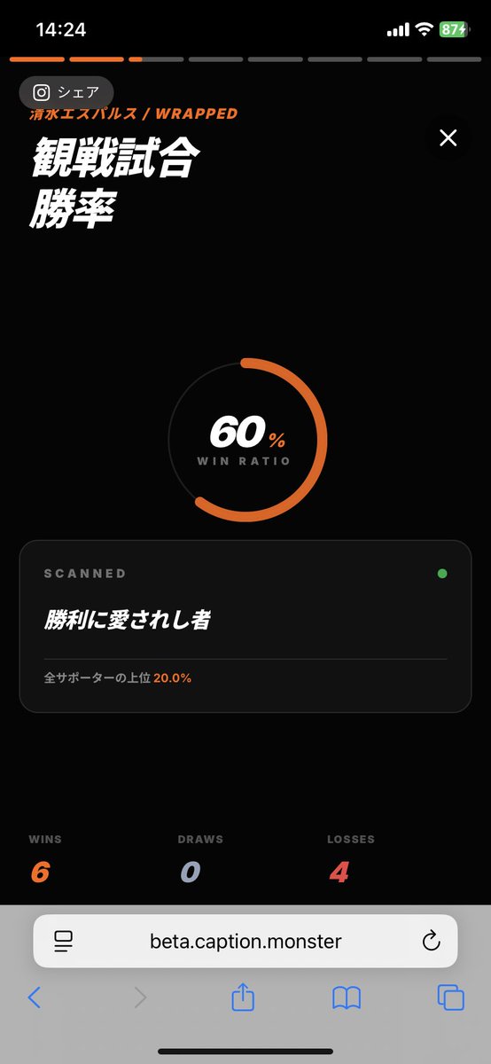 yooya1939's tweet photo. みなさんの現地観戦の勝率は？ゴール数は？ベストゴールは？

Jサポの方々向けに、2025シーズンの振り返りサービスを作ってみました！

5分くらいで画像のような振り返りコンテンツができます😳

ぜひ作ってみてください！拡げてくれると嬉しいです🔥

↓私の
https://t.co/loEaVATl6w

#spulse https://t.co/UQU2pY2z5P
