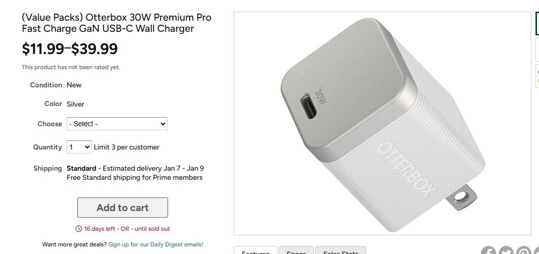 Wario64's tweet photo. (Value Packs) Otterbox 30W Premium Pro Fast Charge GaN USB-C Wall Charger 2 for $11.99, 3 for $15.99, 5 for $22.99, 10 for $39.99 on Woot https://t.co/cTv710VQjO #ad https://t.co/Wi28g5EGaE