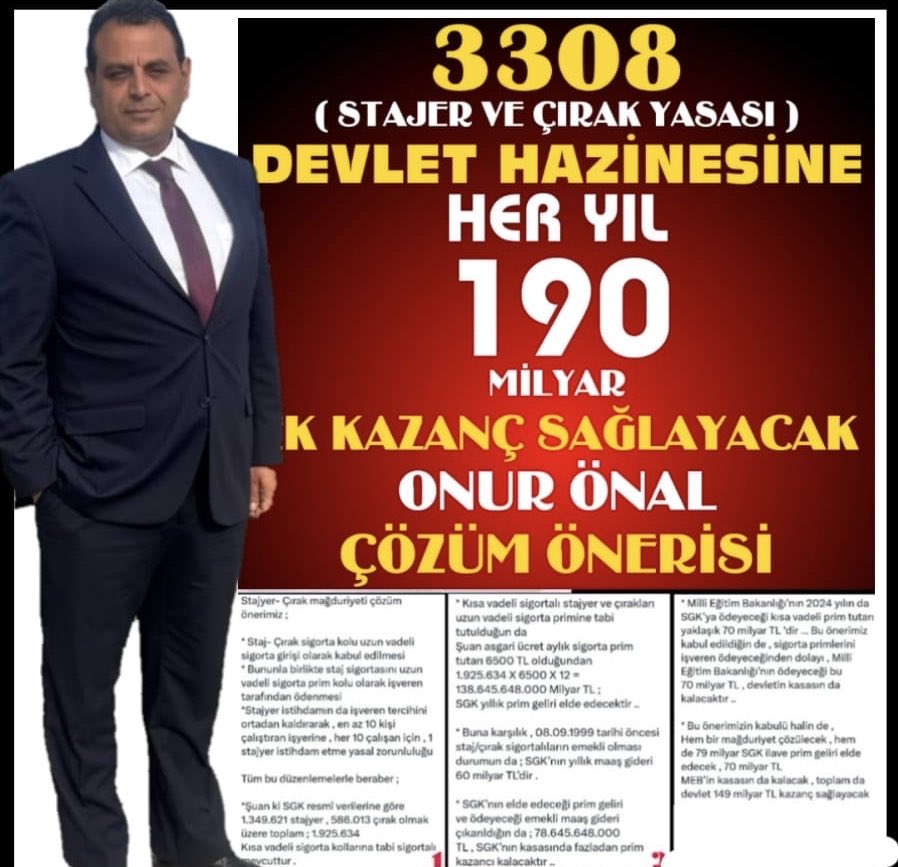 187
Uygulanabilirliği %💯 olan <a href="/Onuronal_/">Onur Önal</a> çözüm raporu SGK kasasina heryıl artarak 190 milyar gelir kazandıracak
<a href="/RTErdogan/">Recep Tayyip Erdoğan</a>
<a href="/isikhanvedat/">Prof. Dr. Vedat Işıkhan</a>
<a href="/csgbakanligi/">T.C. Çalışma ve Sosyal Güvenlik Bakanlığı</a>
<a href="/dbdevletbahceli/">Devlet Bahçeli</a>
<a href="/_cevdetyilmaz/">Cevdet Yılmaz</a> 
<a href="/memetsimsek/">Mehmet Simsek</a> 
<a href="/Yusuf__Tekin/">Yusuf Tekin</a> 
Tam Sigorta Yaparak
#StajyerÇırağıYaşatkiSanayiYaşasın