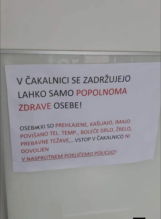 ne pozabimo zakaj so se čakalne vrste drastično povečale. to je zmazek, ki je visel na vratih med kovidom.