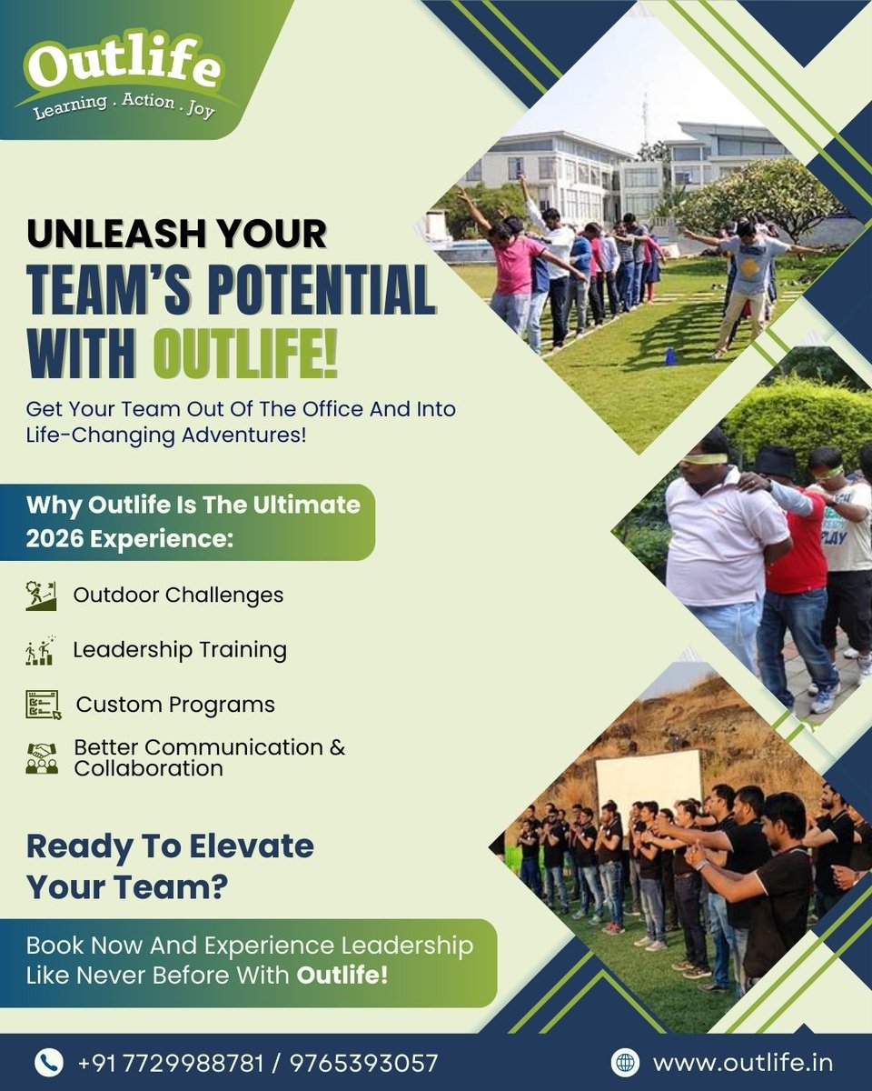 Outlife_in's tweet photo. Office se bahar niklo, team ko level-up karo!

Outdoor challenges, leadership training, and custom programs jo aapki team ko better communication, trust, aur collaboration sikhate hain.

#TeamBuilding #CorporateTraining #OutboundTraining #WorkplaceCulture #TeamBonding #Outlife https://t.co/GQ2Eus6PdC