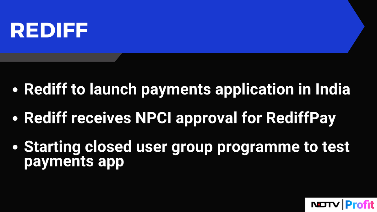 NDTVProfitIndia's tweet image. #Rediff to launch payments application in India

For the latest news and updates, visit: ndtvprofit.com