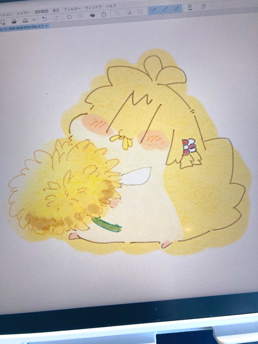 お花と一緒に描きたかったんだ たんぽぽ……ﾑｼｬ……