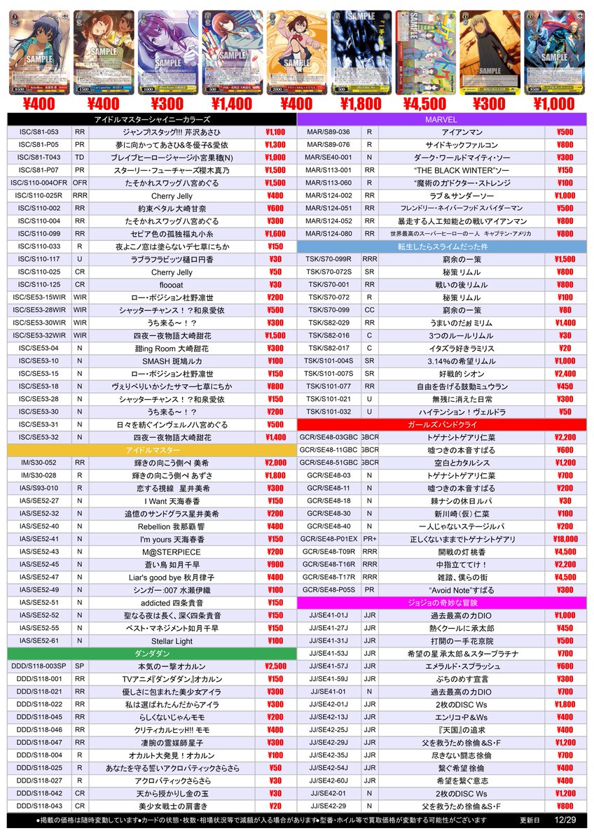 ヴァイスシュヴァルツ】買取情報 #福福WS 初めての味 マキマ RR 1800