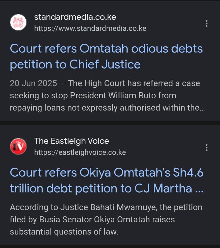 _James041's tweet photo. On 19th June 2025, Justice Bahati Mwamuye certified that the petition met the threshold for empanelment under article 165(4) of CoK 2010 and it was referred to the Chief Justice to empanel a bench of uneven number of judges to determine the matter.

Six months down the line we are still waiting as more illegal loans are being borrowed to service the lavish lifestyles of crooks.

As active citizens, we are going to start taking bold actions of demanding truth and accountability.

We cannot continue suffocating under the armpits of Odious debts.

Kataa deni bandia kataa!

#DeniBandia #RutoMustGo