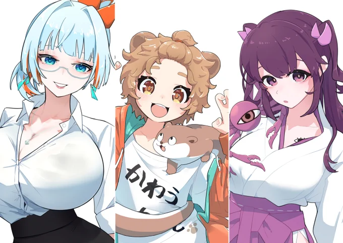 今年描かせていただいたイラスト紹介 カニちゃそ様 ファミリー3人の清書をさせていただきました