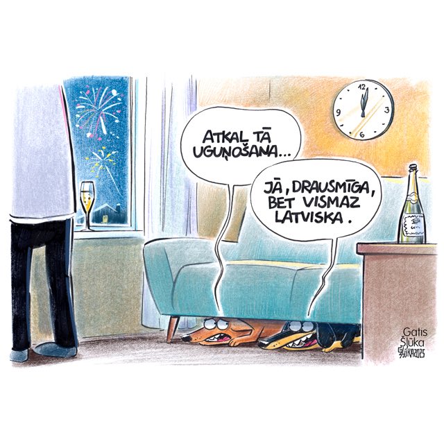 KarikaturaLv's tweet image. Rīgas teritorijā pirotehnika nu ir aizliegta no 1. jūnija līdz 31. augustam no plkst. 23 līdz 7, bet no 1. septembra līdz 31. maijam – no plkst. 22 līdz 7. Aizliegums neattiecas uz saskaņotiem publiskiem pasākumiem un uz Jaungada dienu no pusnakts līdz plkst. 1. @lasilvportals