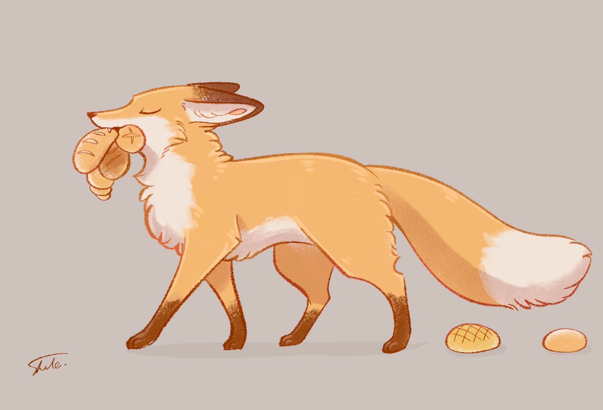 好きなもの口いっぱいに咥えた欲張りキツネ🦊