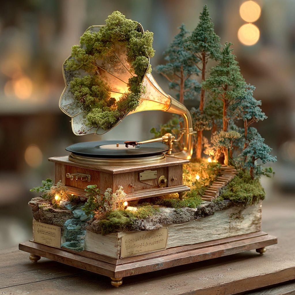 Batasato_'s tweet photo. #midjourney で
「trick art style, 自然の音」と入力すると・・・
#midjourneyart #AIart #AIイラスト︎
#trickart #nature #sound #recordplayer https://t.co/ZotrE0CqBR