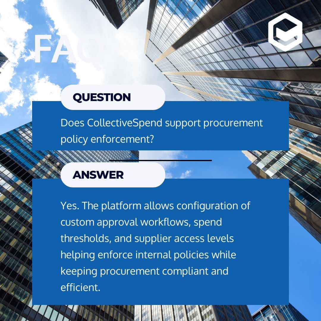 TailSpendExpert's tweet photo. Enforcing procurement policy shouldn’t be a battle.

CollectiveSpend lets you set approval workflows, spend limits, and supplier access controls that keep activity compliant without creating friction.

Check today’s FAQ for a closer look.

Reach out if you’d like a live demo. https://t.co/HBFL7zIYQ9