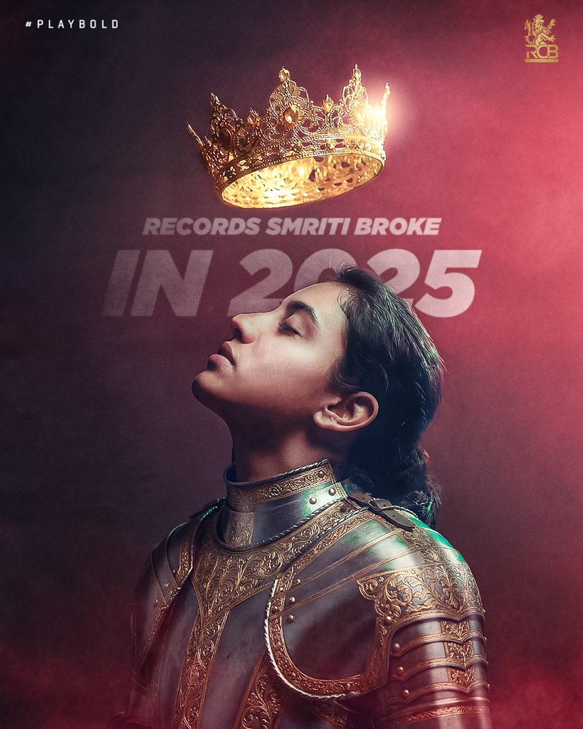 RCBTweets's tweet photo. She writes HERstory on her own. 👑✍️

Smriti Mandhana led 🇮🇳’s batting charts in 2025 and how! 🫡

#PlayBold #ನಮ್ಮRCB https://t.co/v8BxbOQykz