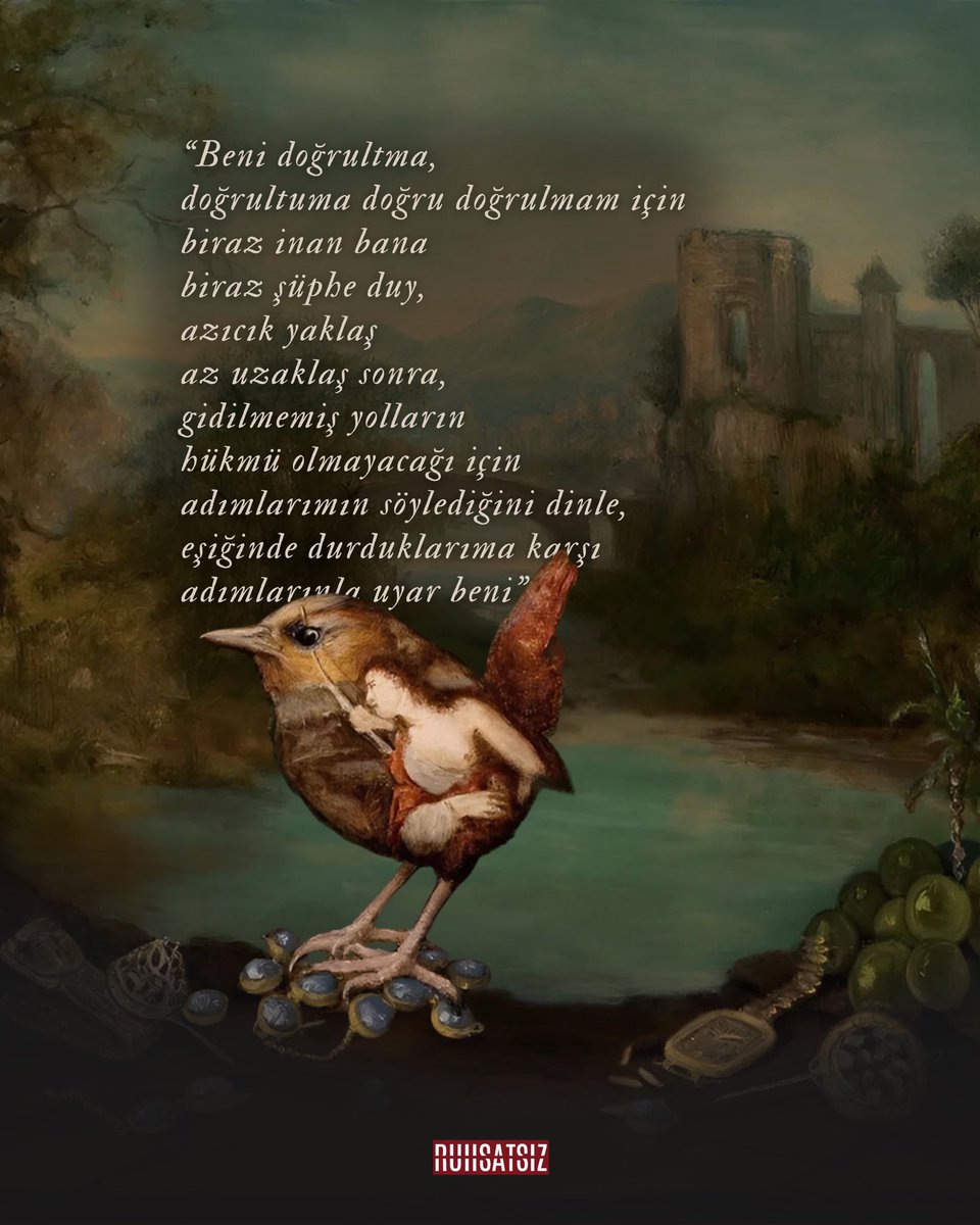 🧭📜 Şairimiz Mert Bayram’dan “Kendi Adımıza ve Konuşamayanlar Adına Konuşmalıyız” 🪶

“ilk insanı ayakları üzerine
🪽
yerküreye atan Çalap,
🪽
beni de onun peşinden attı”

#YeniBirKumaş 🏭