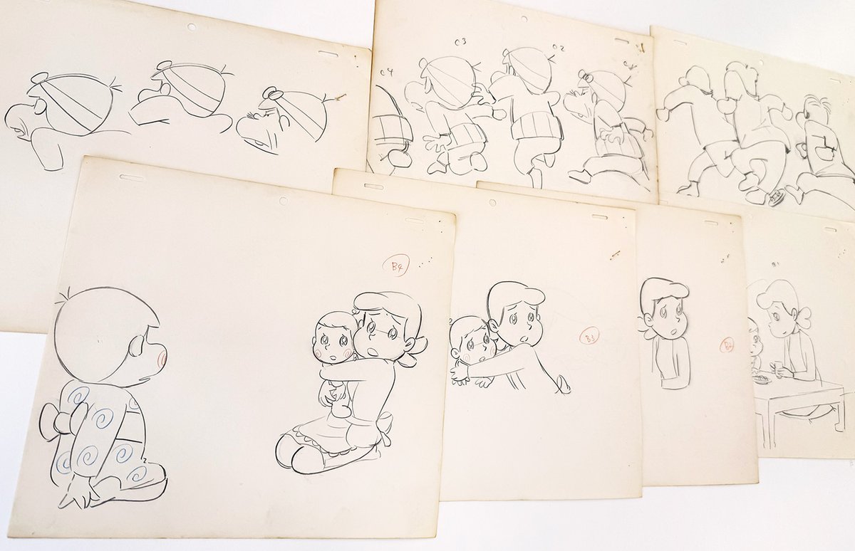 入手。複数の連番原画が1枚の紙に描かれている。とっさにハジメちゃんを抱きかかえるママが愛らしい。