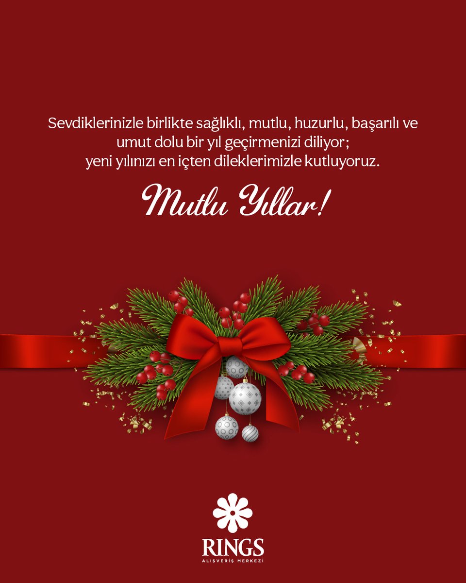 ringsavm's tweet photo. Sevdiklerinizle birlikte sağlıklı, mutlu, huzurlu, başarılı ve umut dolu bir yıl geçirmenizi diliyor; yeni yılınızı en içten dileklerimizle kutluyoruz.
Mutlu Yıllar!

#Hoşgeldin2026  #YeniYıl #RingsAVM https://t.co/N3c4eH1iGi