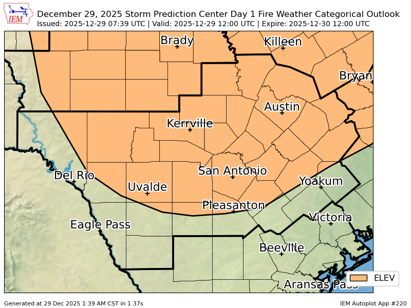 ScannerAtx's tweet image. #SPC issues Day 1 Elevated Fire Weather Risk at Dec 29, 7:39z for EWX spc.noaa.gov/products/fire_…