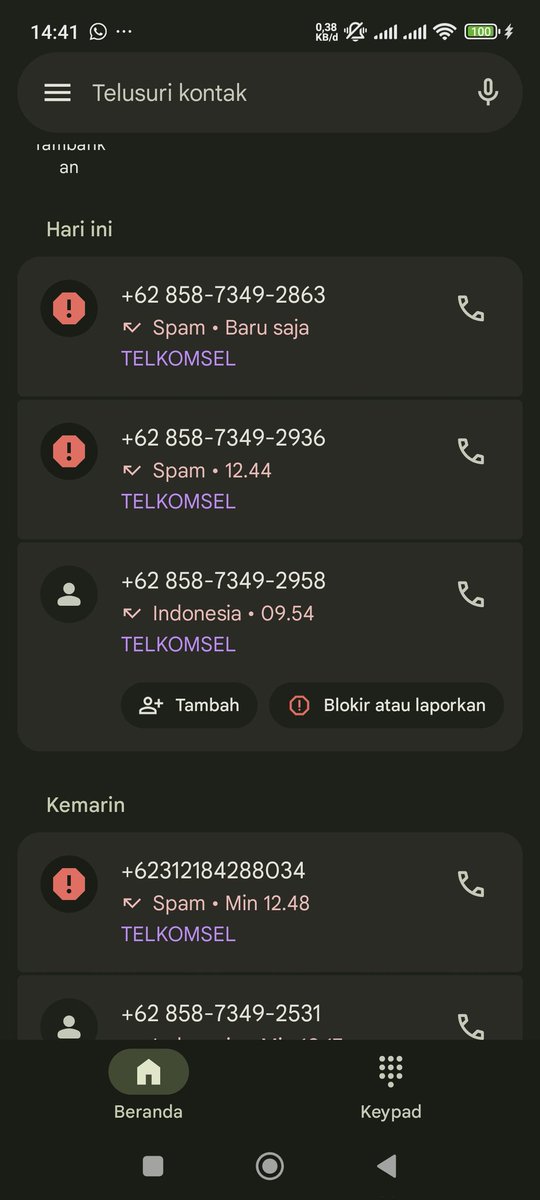 telkomsel tolol, nomor cuman gua pake buat internet masih bisa di spam beginian